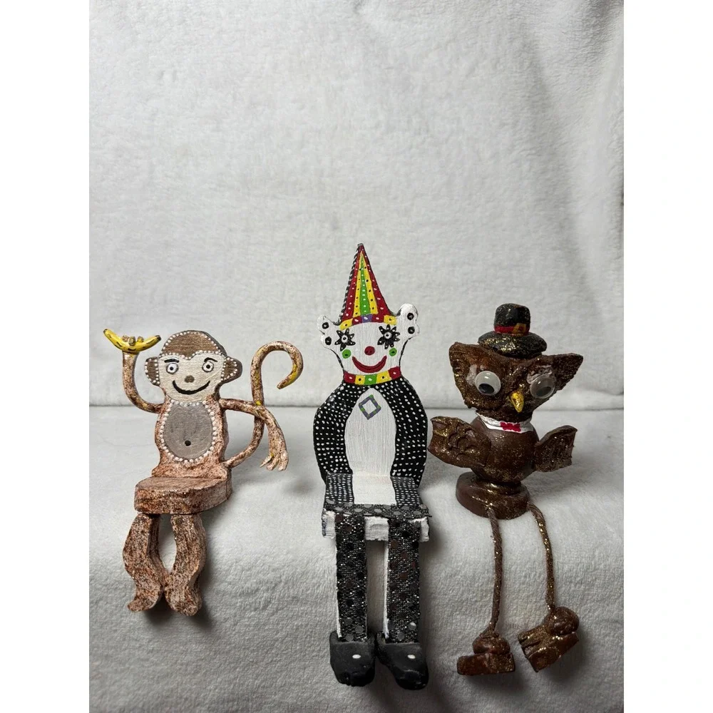 Homemade Shelf Sitter Figurines Multicolor Excellent Folk Art Set 5
